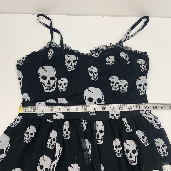 TRIPP NYC Skull Chiffon Dress Ruffles Goth Black Size Large - Picture 12 of 13